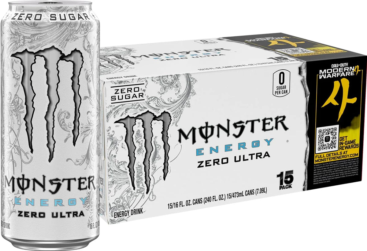 Monster Energy Zero Ultra, Sugar Free Energy Drink, 16 Ounce