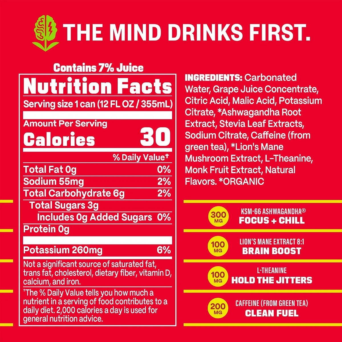GYM WEED Focus Energy Drink, Watermelon, Caffeine & Adaptogens, 12pk