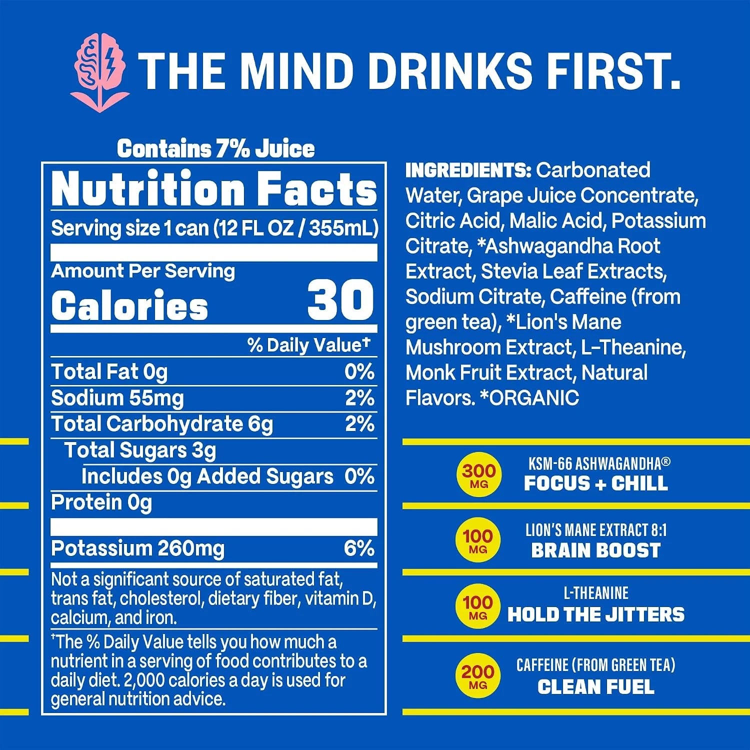 GYM WEED Focus Energy Drink, Tropical Punch, Caffeine & Adaptogens, 12pk