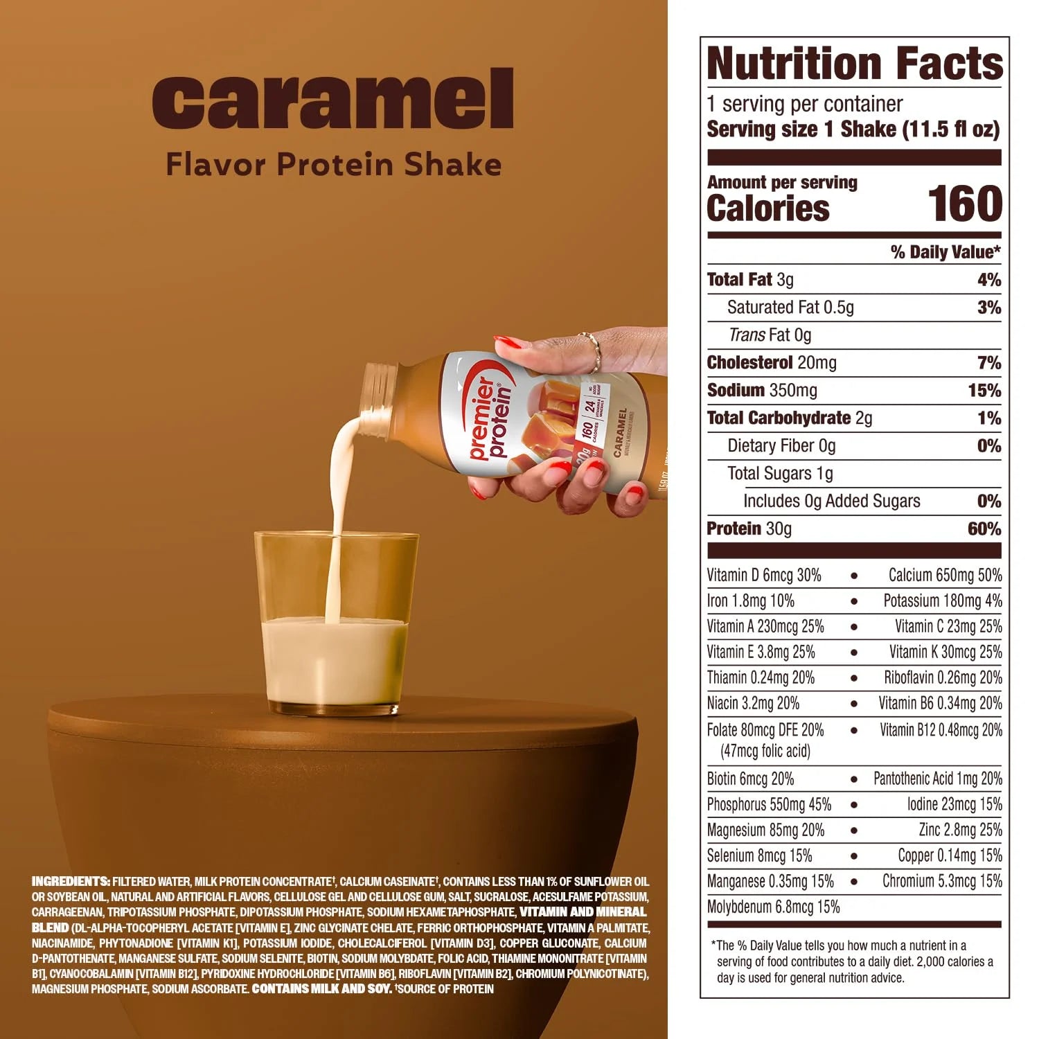 Premier Protein 30g High Protein Shake, Caramel, 6 Pack