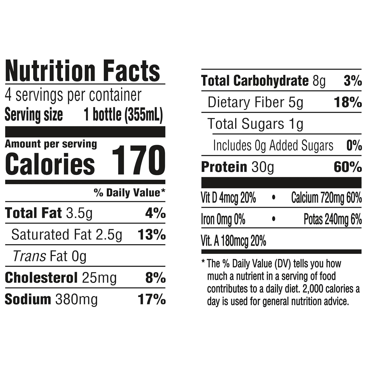 Oikos Protein Shake, Salted Caramel, 30g High Protein Drinks, Shelf Stable, Ready to Drink, 5g Prebiotic Fiber, 12 fl oz Bottle, 4 Count