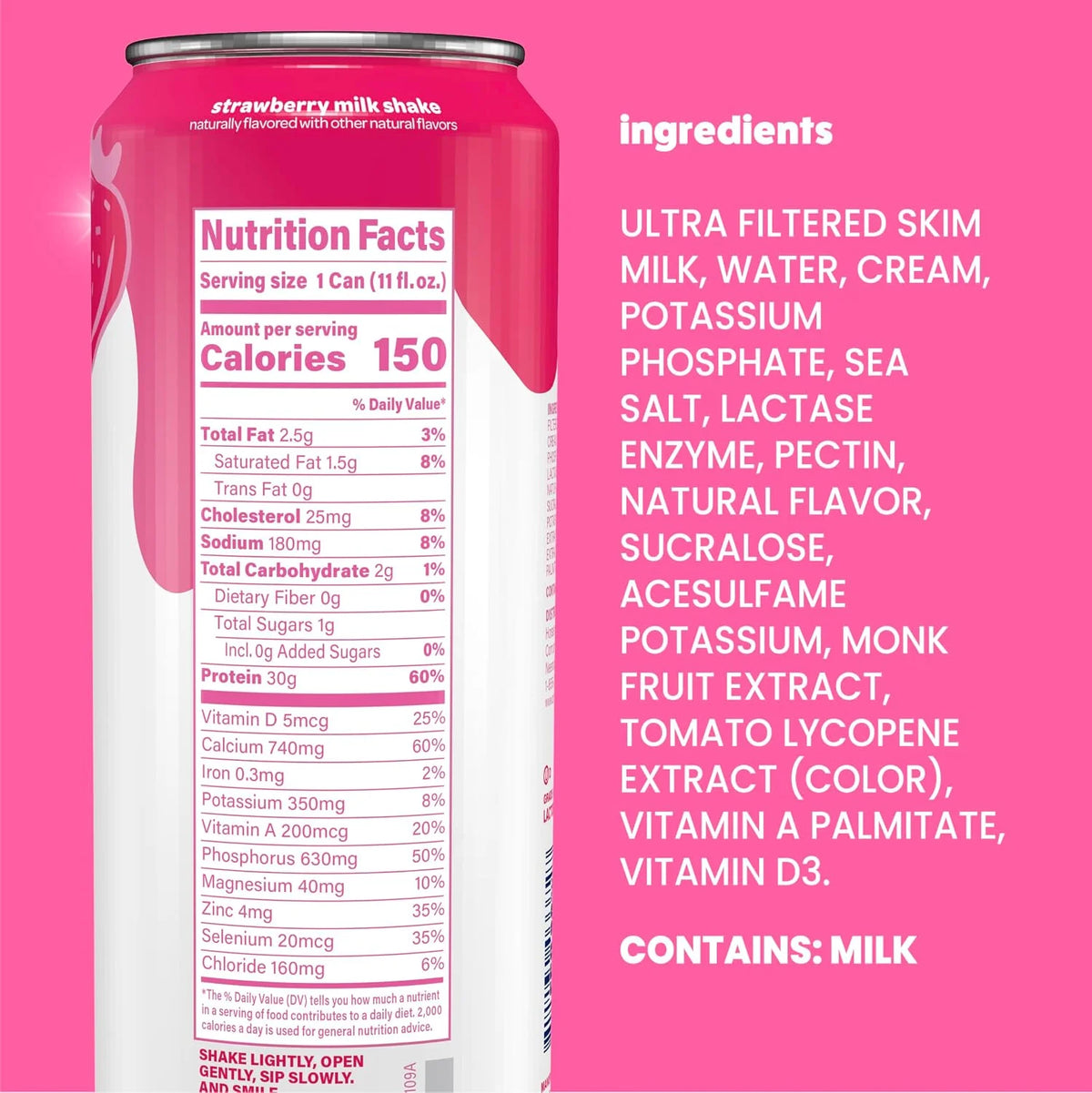 Nurri 30g Protein Ultra Filtered Milk Shake, Strawberry, 10-11 fl oz Cans