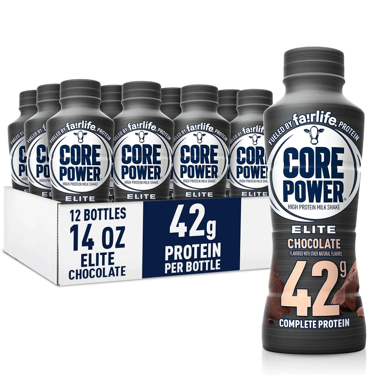 Core Power Fairlife Protein Milk Shakes for Workout Recovery (Chocolate, 14 Fl Oz, Pack of 12) + Core Power Fairlife 26g Protein Milk Shakes (Strawberry Banana, 14 Fl Oz, Pack of 12)