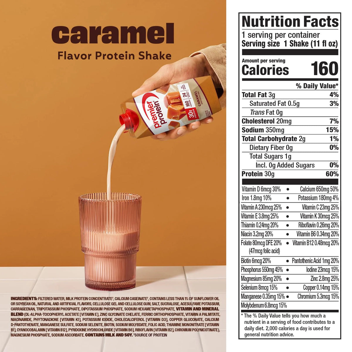 Premier Protein 30g High Protein Shake, Caramel, 12 Pack
