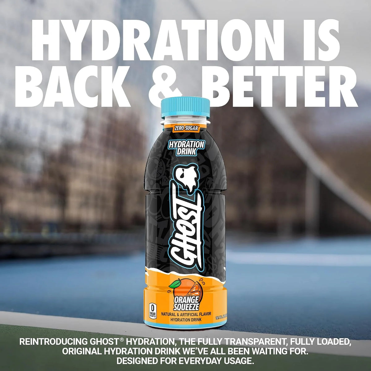 GHOST Hydration Drink, Zero Sugar, 12 Pack, Orange Squeeze - 16.9 Fl Oz
