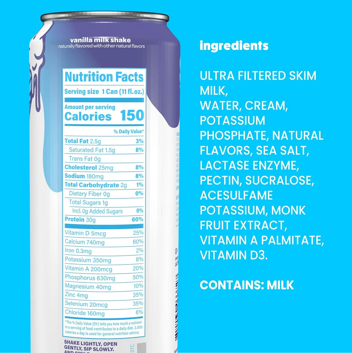 Nurri 30g Protein Ultra Filtered Milk Shake, Vanilla, 10-11 fl oz Cans