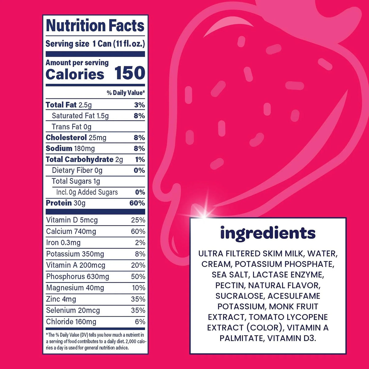 Nurri - 30g Protein Ultra Filtered Milk Shake – Strawberry - Lactose Free, Low Sugar, 150 Calories, 10 Vitamins and Minerals - 11 fl oz, 10 Cans (Pack of 2)