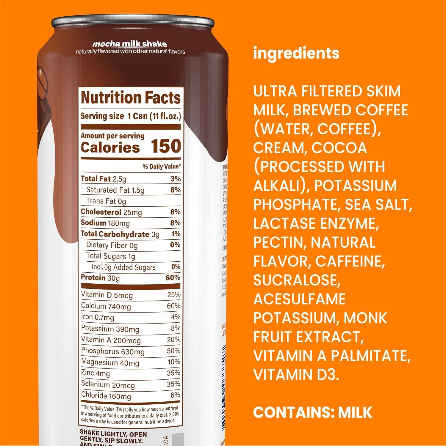 Nurri 30g Protein Ultra Filtered Milk Shake, Mocha, 10-11 fl oz Cans