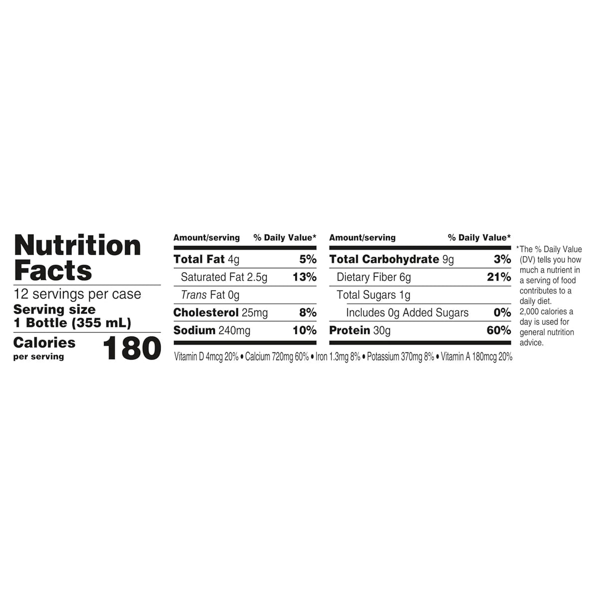 Oikos Protein Shake,Chocolate,30g High Protein Drinks,Shelf Stable,Ready to Drink,5g Prebiotic Fiber,12 fl oz Bottle,,(Pack of 24)