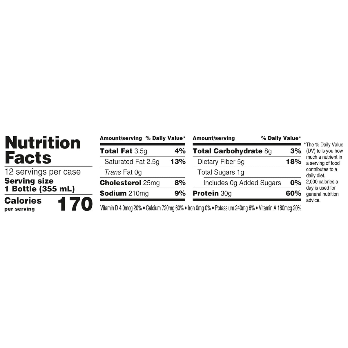 Oikos 30g Protein Shake, Strawberry, Shelf Stable, High Protein Drinks, Ready to Drink, 5g Prebiotic Fiber, 12 fl oz Bottle, 12 Count