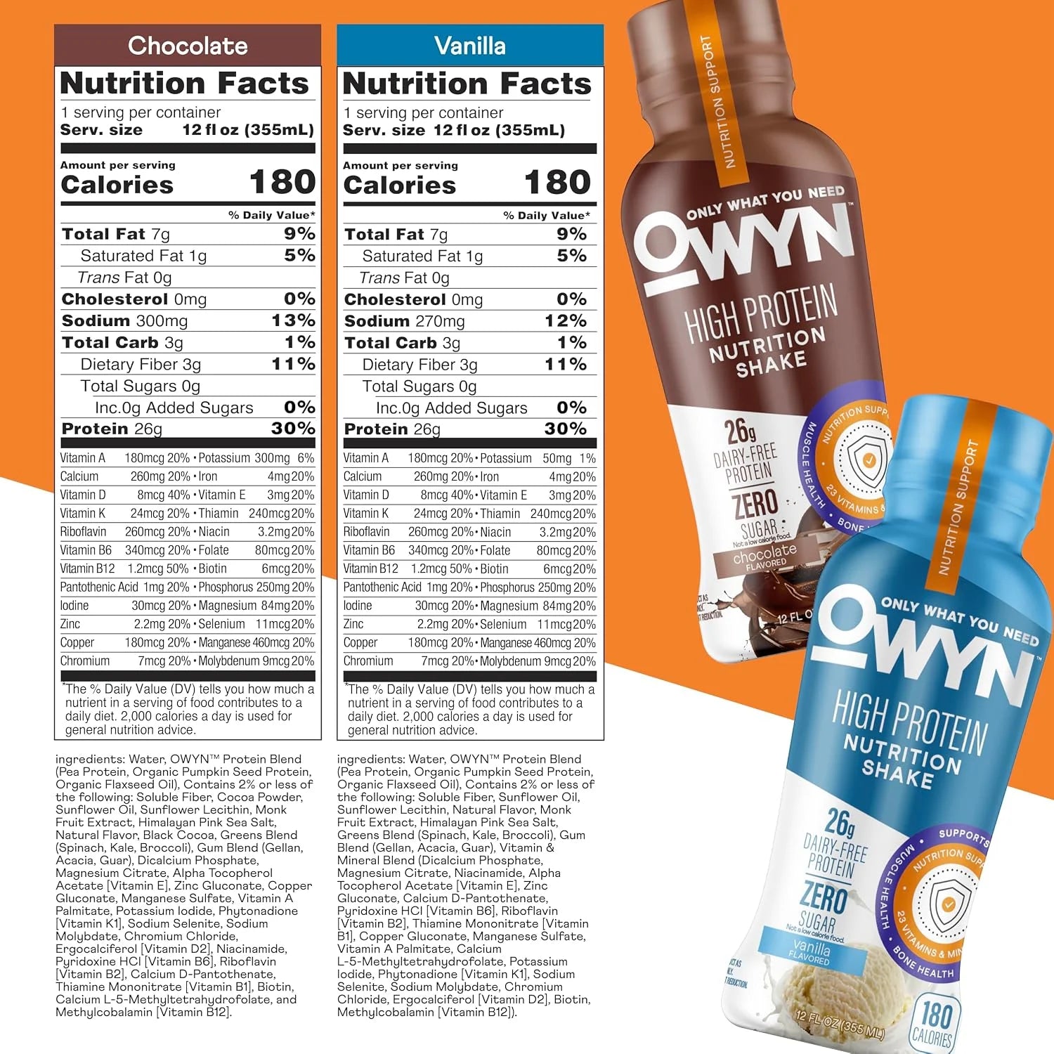 OWYN Only What You Need 26g High Protein Shake, Variety Pack, 12 Ct