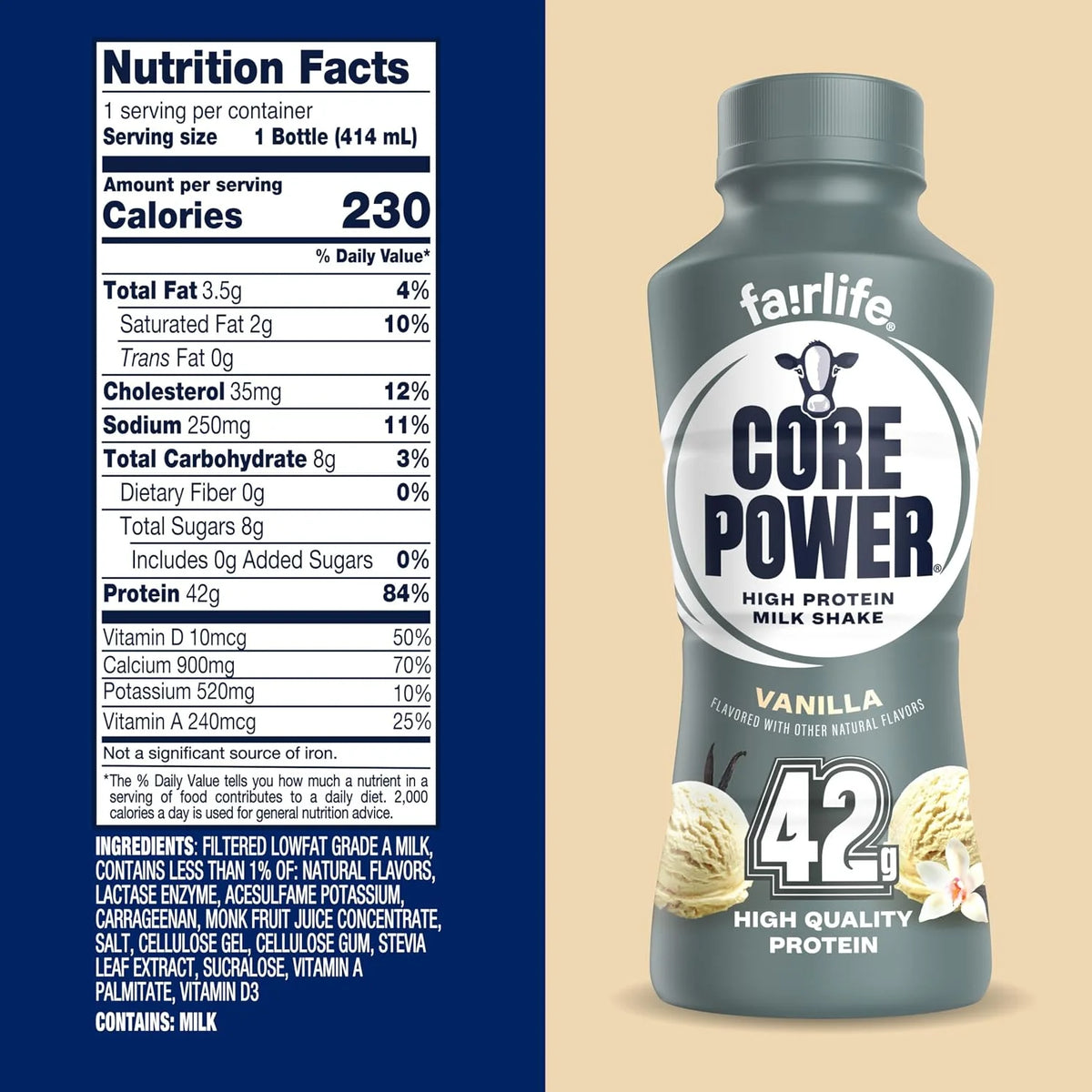 Core Power Elite High Protein Shake (42g), Vanilla, 14 Fl oz