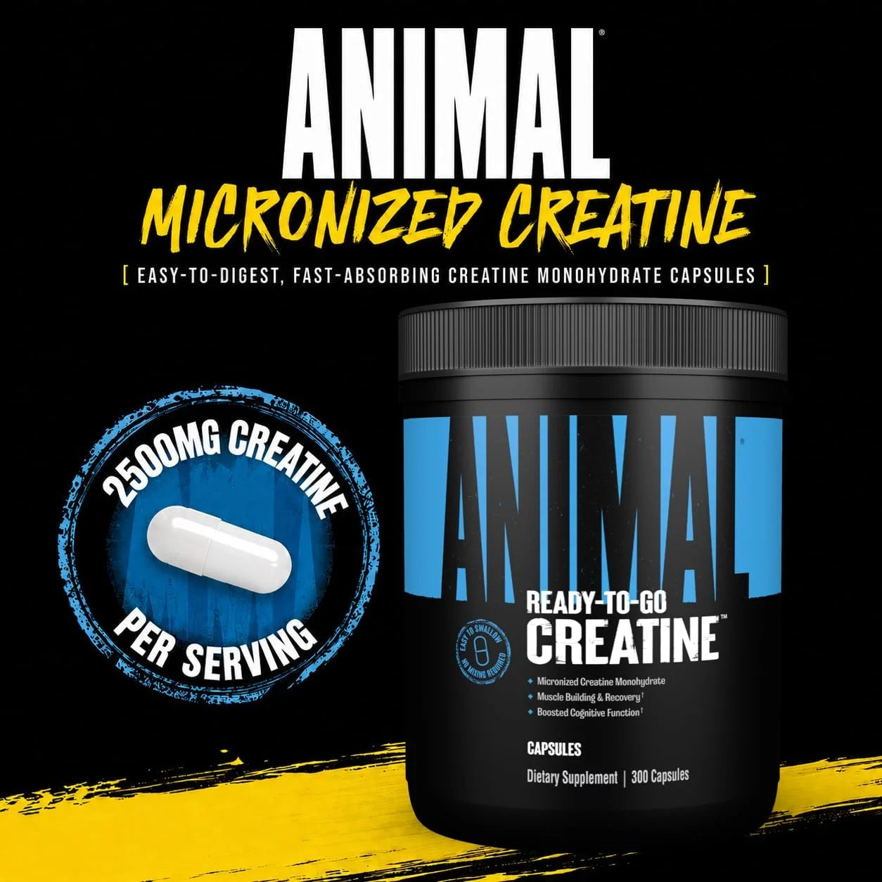 Animal Creatine Monoydrate Powder Capsules for Men & Women | 300 Count