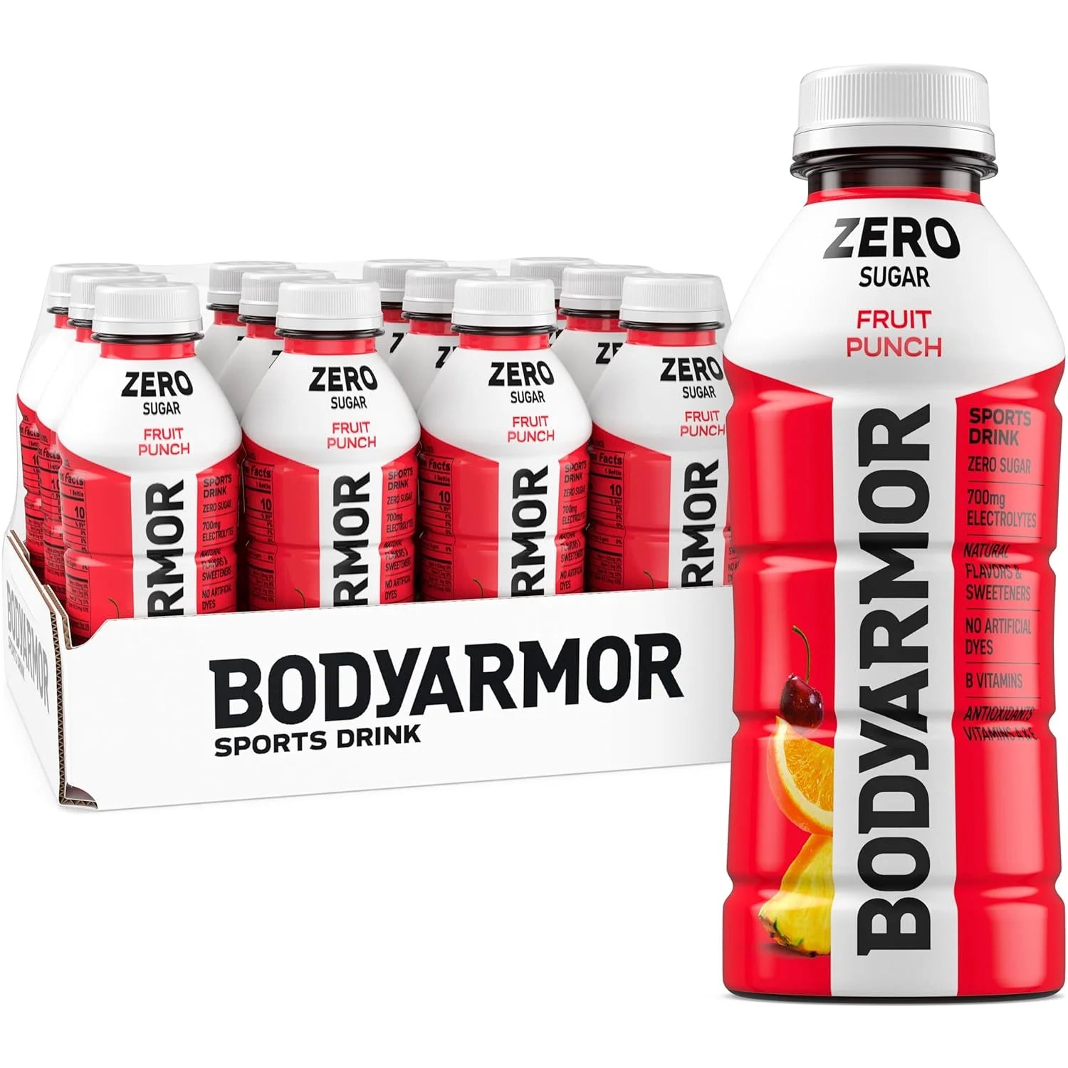 BODYARMOR ZERO Sugar Electrolyte Drink, Fruit Punch, 16 Oz (12 Pk)