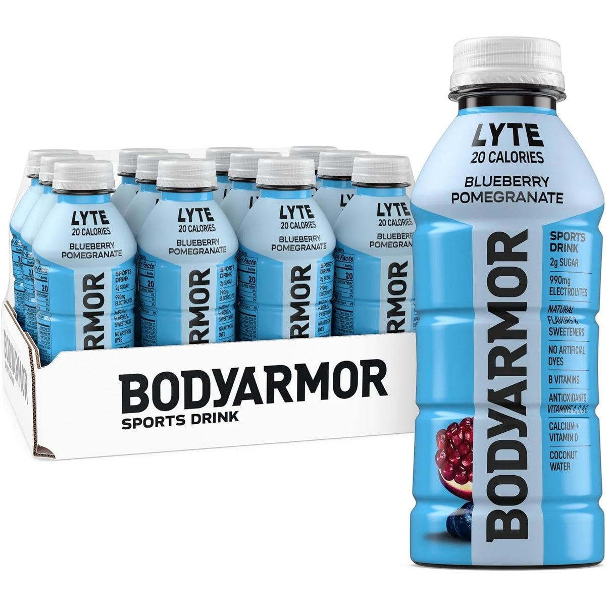 BODYARMOR LYTE Sports Drink, Blueberry Pom Electrolyte Drink, 16 Oz (12 Pk)