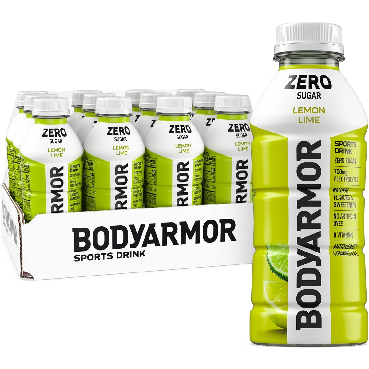 BODYARMOR ZERO Sugar Electrolyte Drink, Lemon Lime, 16 Oz (12 Pk)