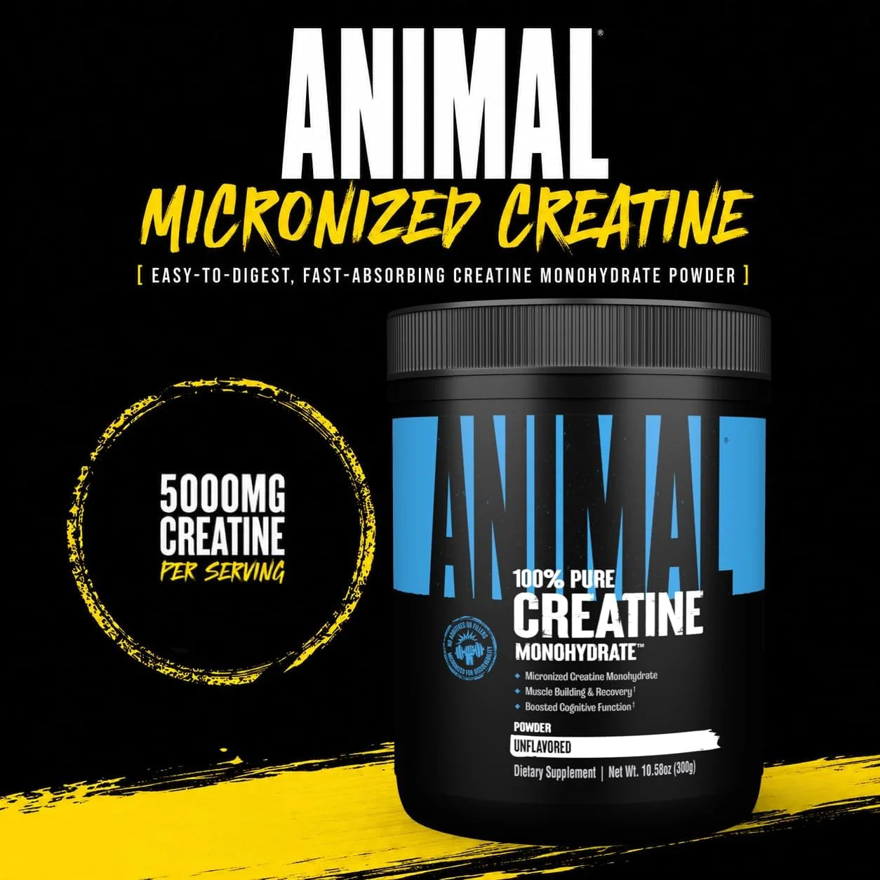 Animal Creatine Monoydrate Powder for Men & Women | Unflavored 300g